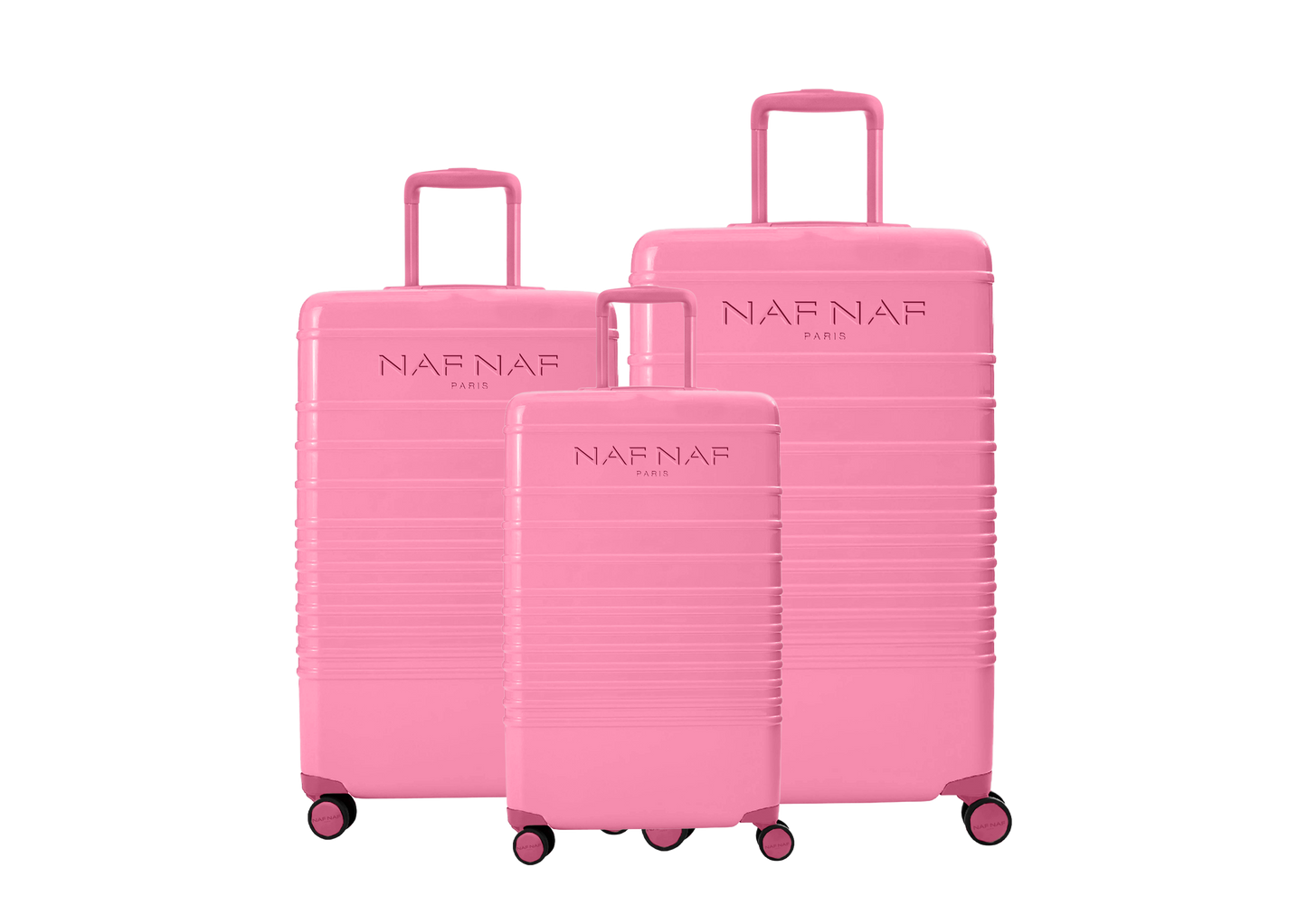 Ensemble de 3 valises S/M/L DAISY LIGHT FUSHIA NAF NAF