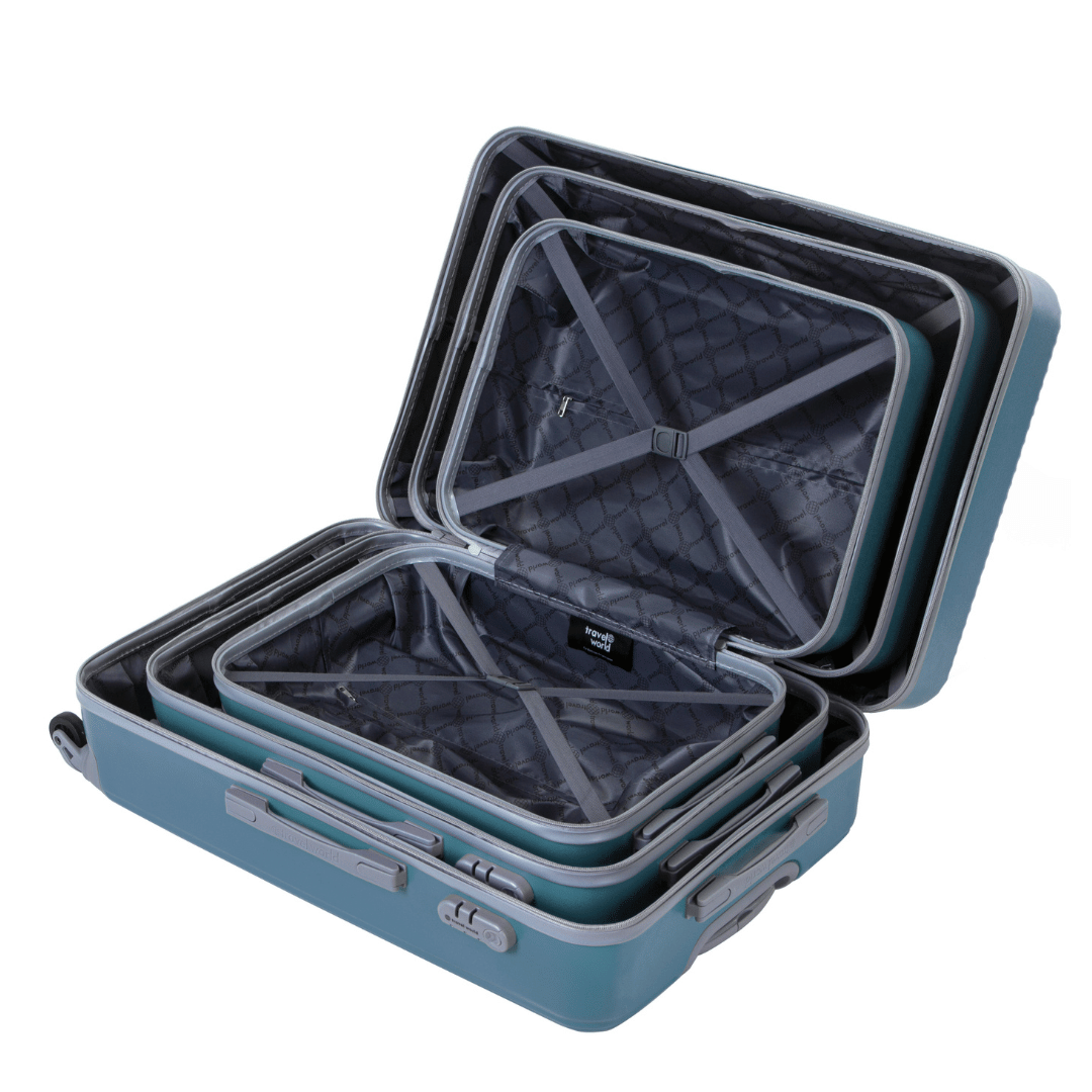 Set de 3 valises Rigides (L-76cm) (M-66cm) (S-56cm) AXA BLUE GREY