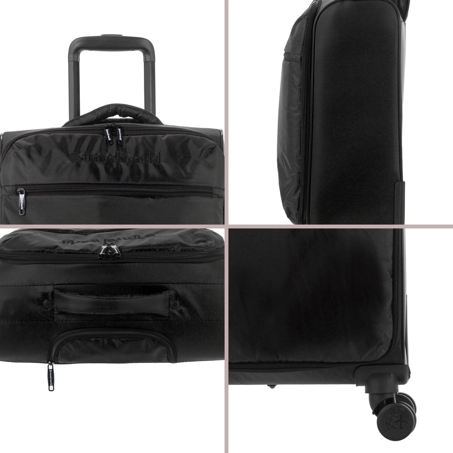 Set de 3 valises Souples S/M/L HIPPO BLACK