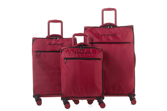 Set de 3 valises Souples S/M/L HIPPO DARK RED